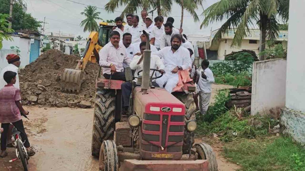 Srinivas Goud On Tractor