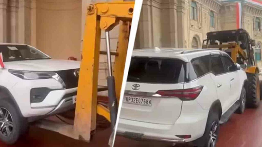 Up Minister's Car Towed Fro
