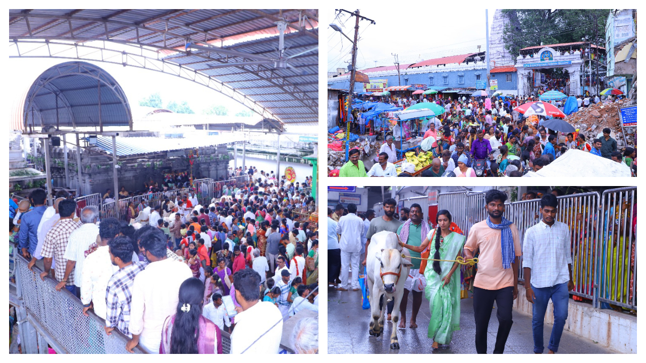 వేములవాడ ఆలయంలో భక్తుల రద్దీ