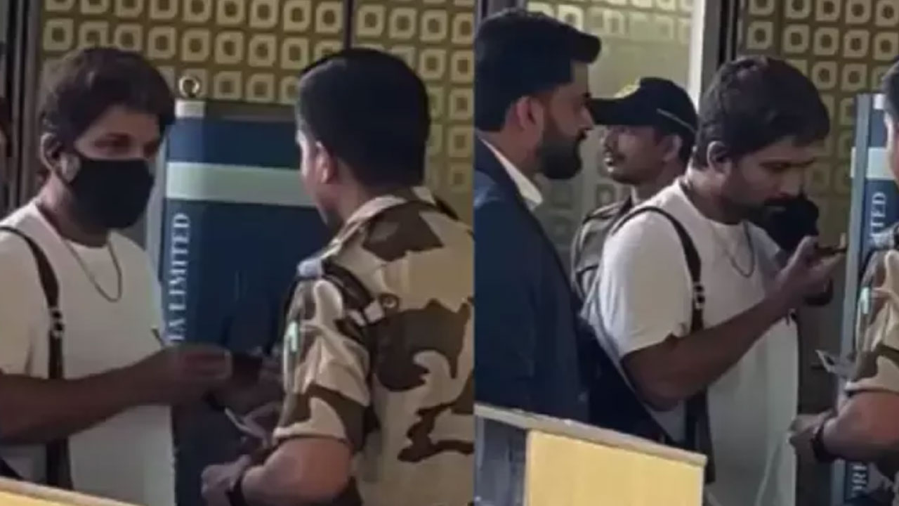 Allu Arjun | ఎయిర్‌పోర్ట్‌లో బ‌న్నీకి చుక్క‌లు చూపించిన అధికారి.. వైర‌ల్ అవుతున్న వీడియో