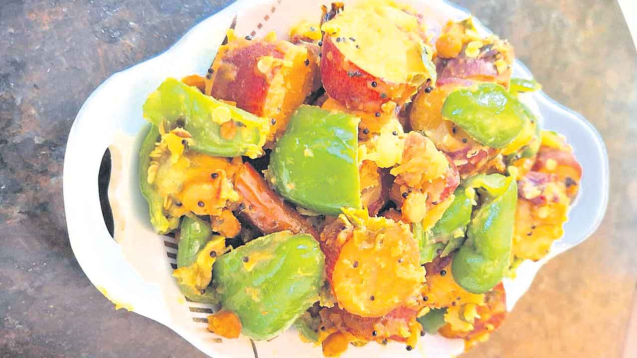 చిలగదుంప క్యాప్సికం కూర