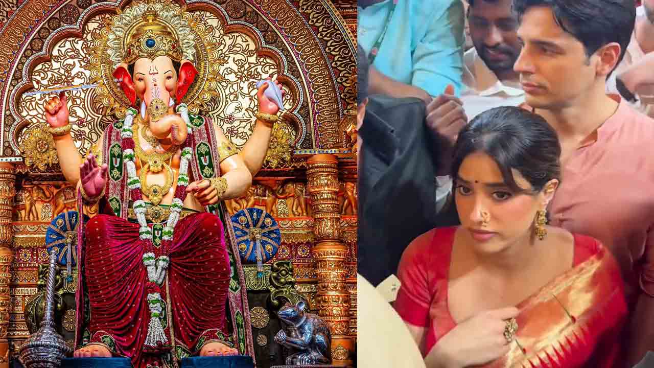 Param Sundari | ‘పరమ్ సుందరి’ ప్రమోషన్స్.. లాల్‌బాగ్చా రాజాను దర్శించుకున్న సిద్ధార్థ్, జాన్వీ