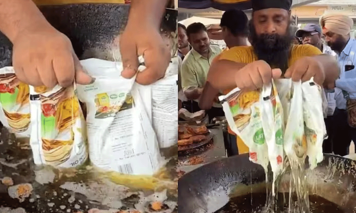 Street Vendor: వేడి నూనెలో ఆయిల్ ప్యాకెట్లు ముంచి.. ప‌కోడీలు చేస్తున్న‌ వీధివ్యాపారి.. వీడియో వైర‌ల్