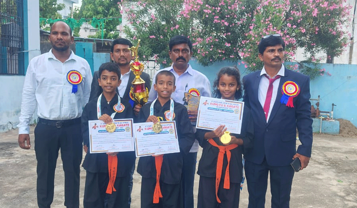 State-level competitions | రాష్ట్రస్థాయి కుంగ్ – పూ,కరాటే పోటీల్లో ధర్మారం విద్యార్థుల ప్రతిభ