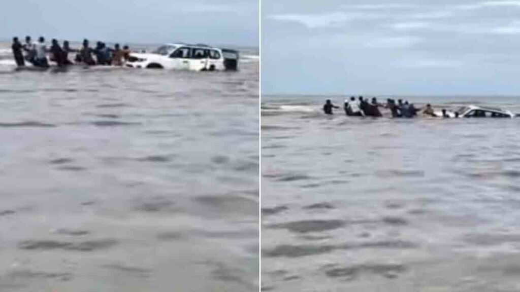 Car Swept Into Sea