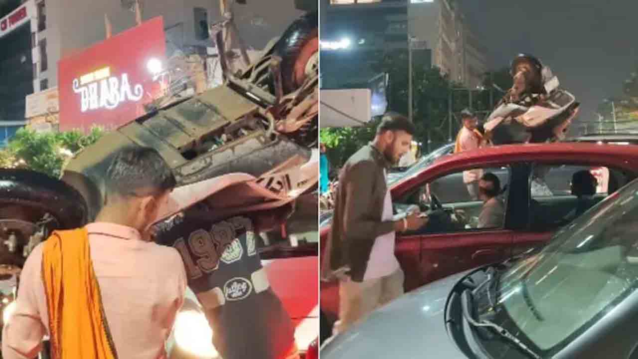 Traffic Jam | ట్రాఫిక్‌తో విసుగెత్తి.. బైక్‌ను భుజంపై వేసుకొని.. వైరల్‌ వీడియో