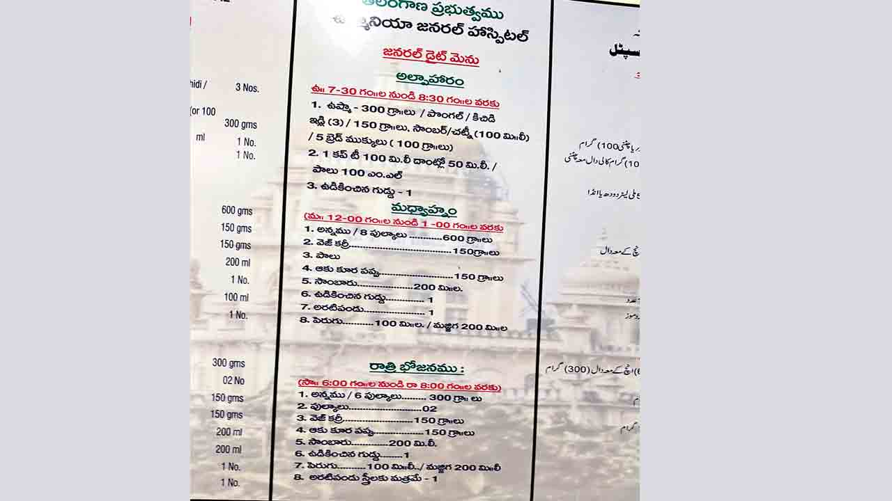 సర్కారు దవాఖానల్లో డొల్ల డైట్‌