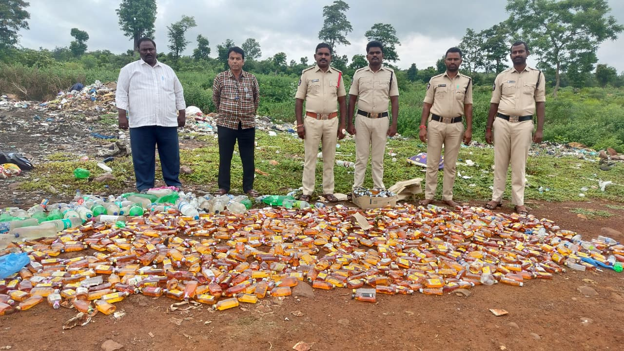 Srisailam | శ్రీశైలంలో మద్యం, నాటుసారా ధ్వంసం