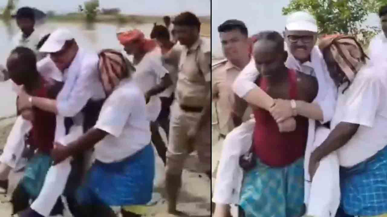 Tariq Anwar | వరద ప్రాంతాల్లో పర్యటించిన ఎంపీ.. గ్రామస్తులు మోయడంతో వివాదం.. Video