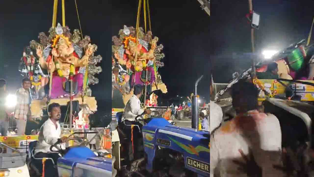Ganesh Nimajjanam | గణేశ్‌ నిమజ్జనంలో అపశ్రుతి.. పైకి ఎత్తుతుండగా తెగిన క్రేన్‌.. గాయపడ్డ భక్తులు.. వీడియో