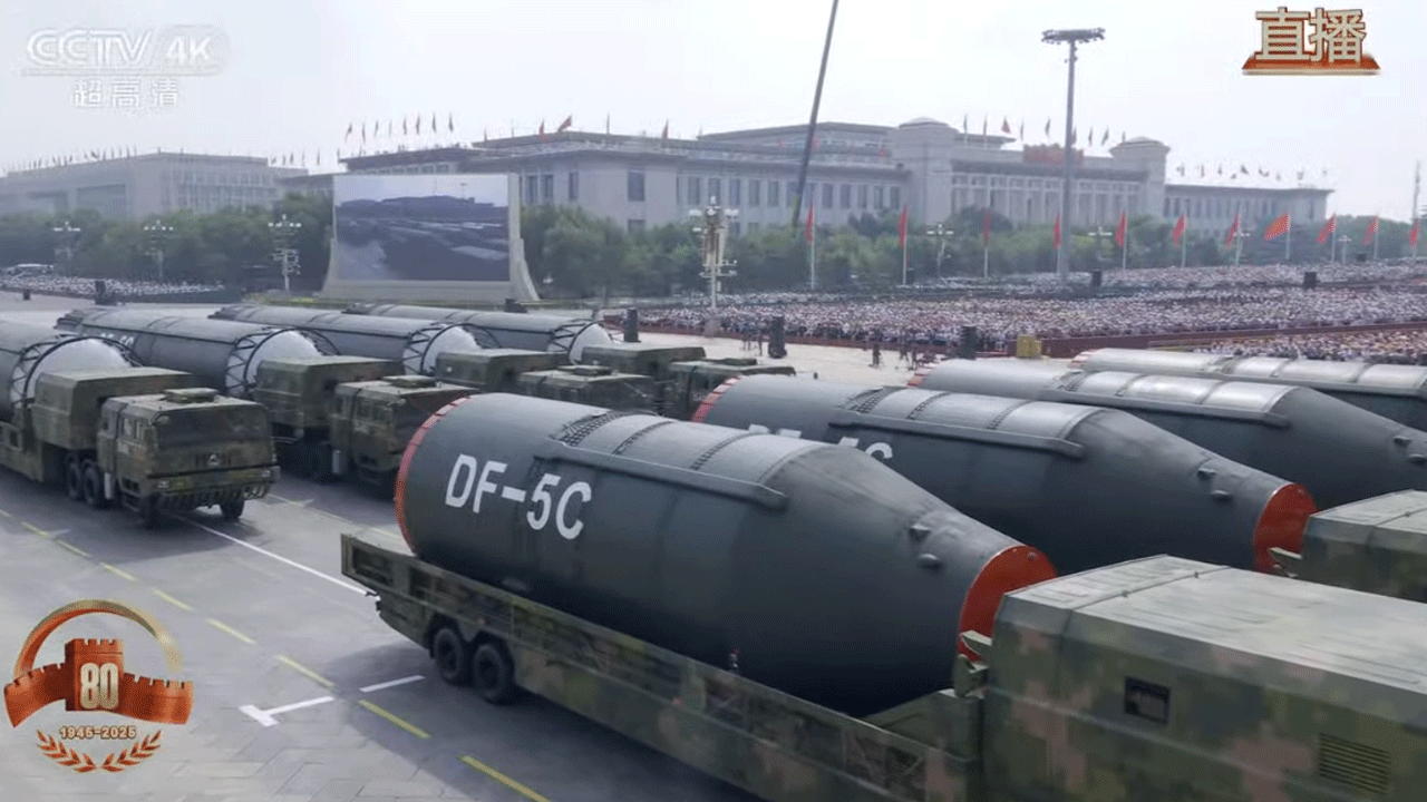 DF-5C Nuclear Missile: రేంజ్ 20 వేల కిలోమీట‌ర్లు.. డీఎఫ్‌-5సీ అణ్వాయుధ మిస్సైల్‌ను ప్ర‌ద‌ర్శించిన చైనా