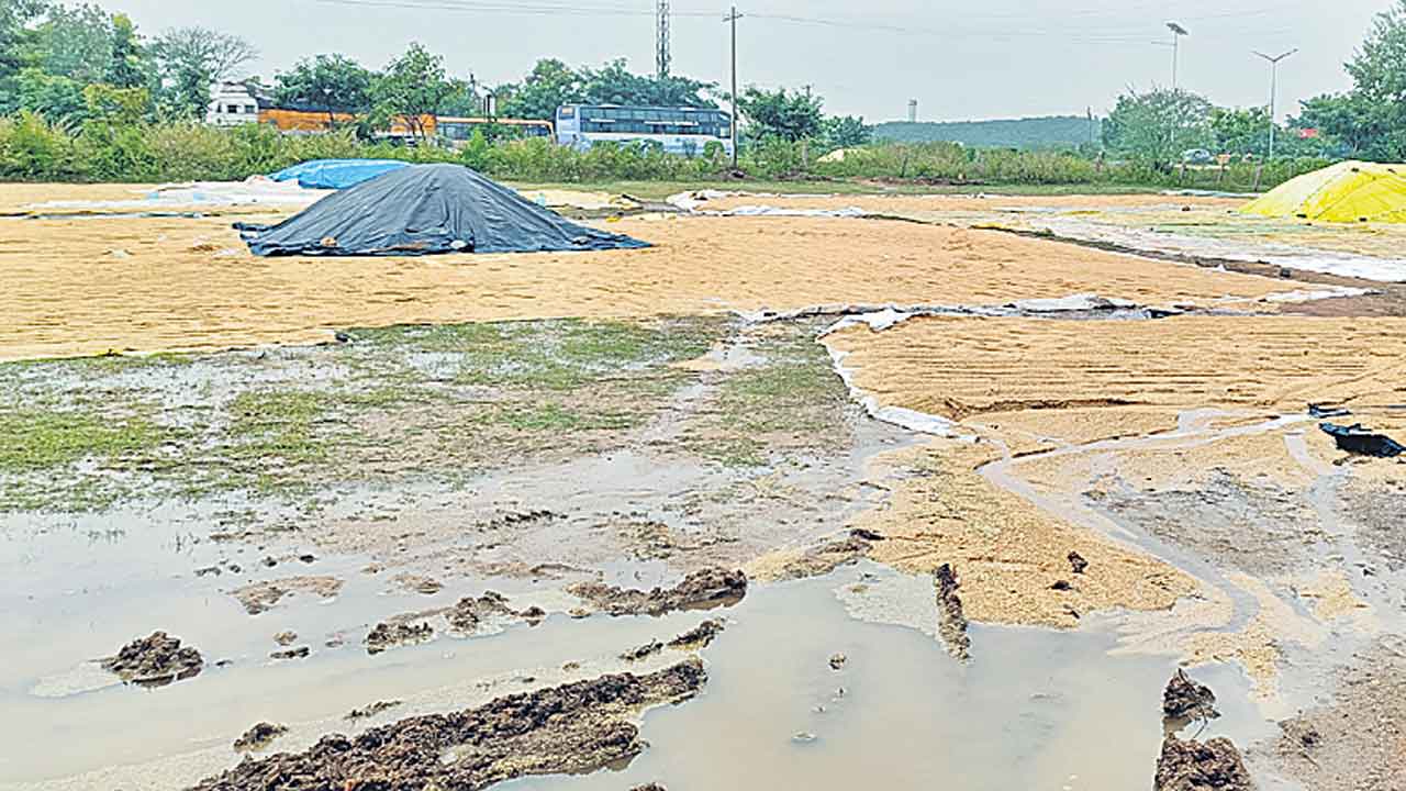 వాన హైరానా.. ఓవైపు చేతికి వచ్చిన ధాన్యం..