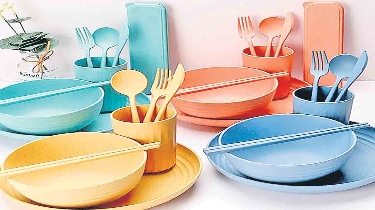 సంప్రదాయ ప్లాస్టిక్‌కు ప్రత్యామ్నాయంగా.. గోధుమ గడ్డితో టేబుల్‌వేర్‌
