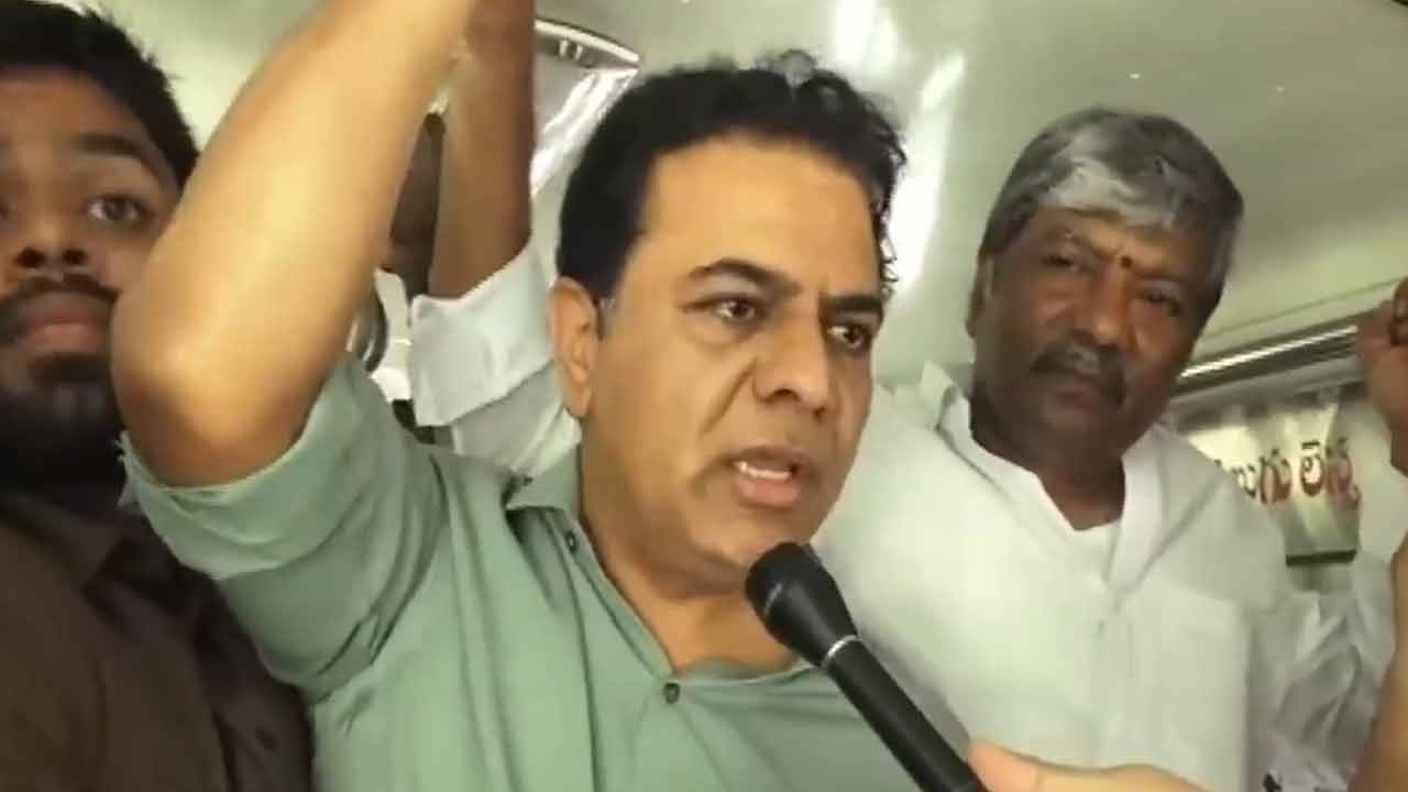 KTR | రేతిఫైల్ బ‌స్టాండ్ నుంచి బ‌స్ భ‌వ‌న్‌కు బ‌య‌ల్దేరిన కేటీఆర్..