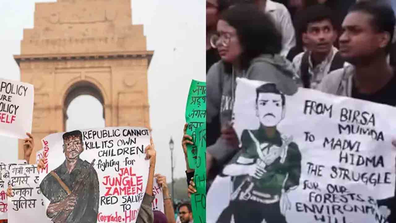 ఢిల్లీ కాలుష్య నిరసనల్లో హిడ్మా అనుకూల పోస్టర్లు