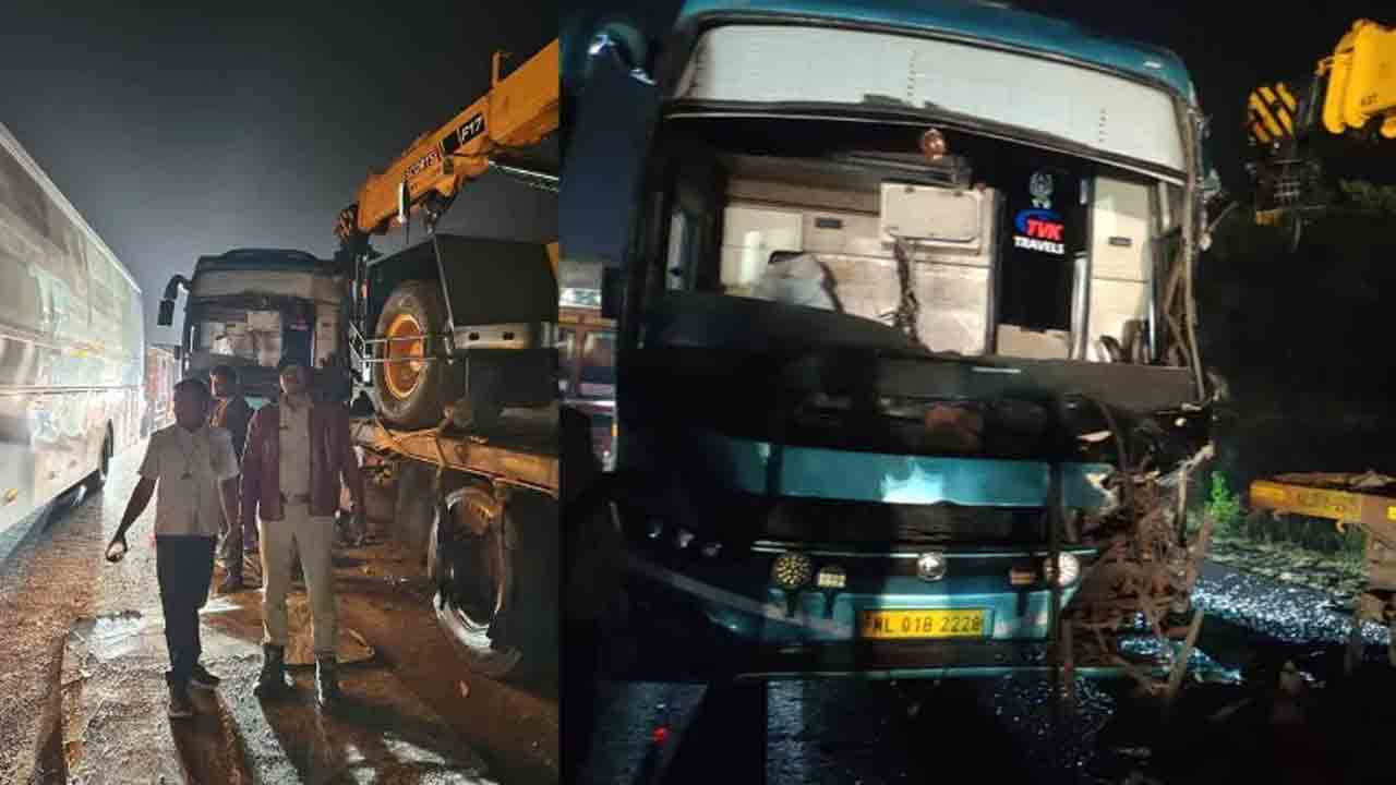Bus Accident | ఏపీలో తప్పిన మరో ప్రైవేట్ బస్సు ప్రమాదం..ఊపిరి పీల్చుకున్న ప్రయాణికులు