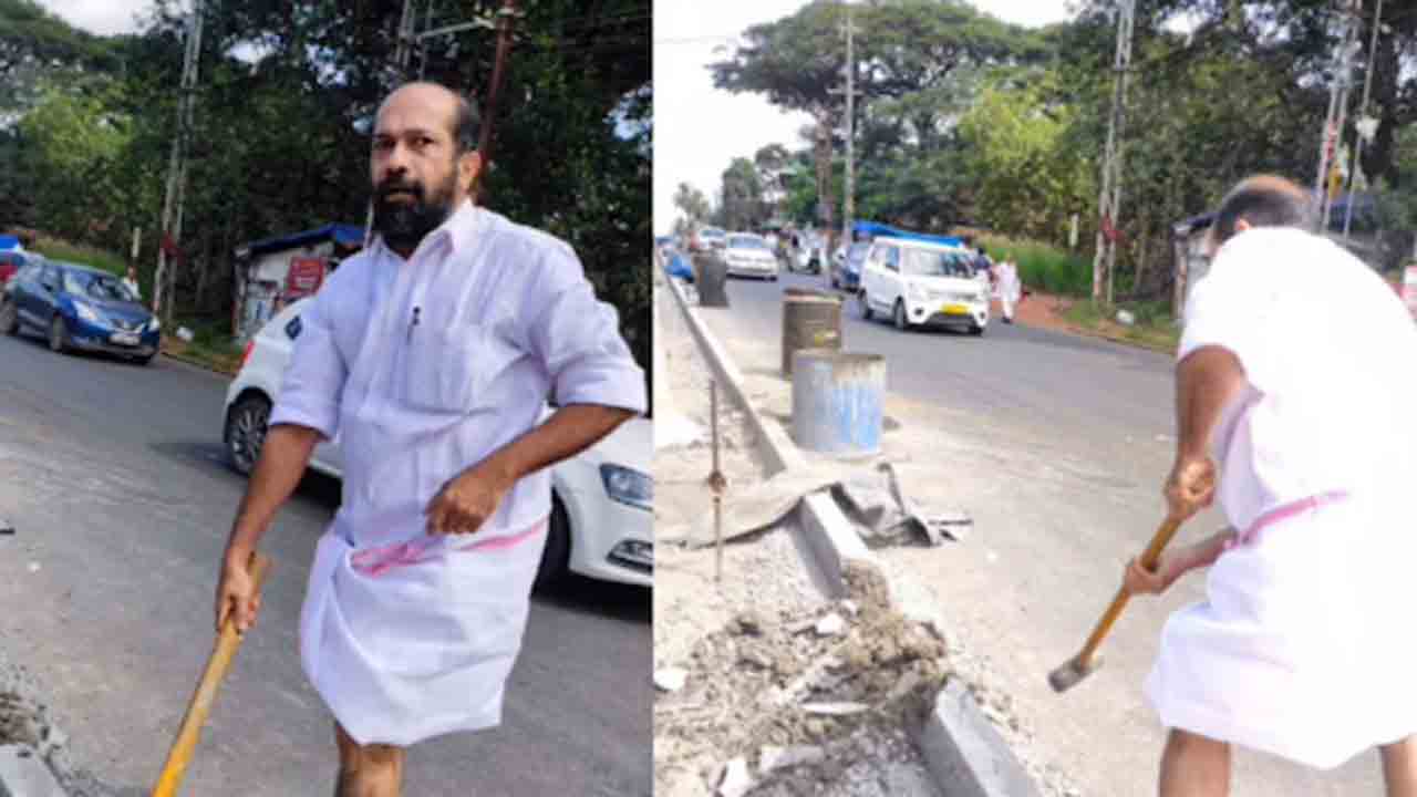 Former MLA Destroy Road Divider | రోడ్డు డివైడర్‌ను ధ్వంసం చేసిన కాంగ్రెస్‌   మాజీ ఎమ్మెల్యే.. కేసు నమోదు