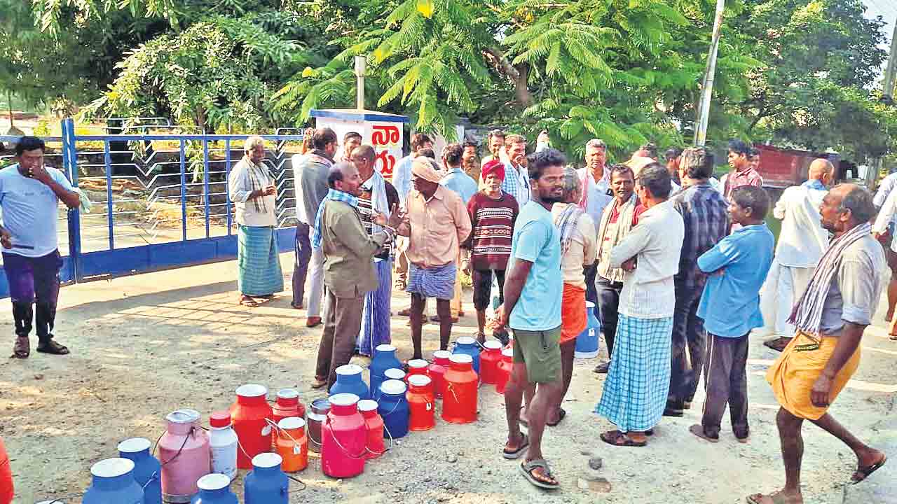 బకాయిల కోసం రోడ్డెకిన పాడి రైతులు
