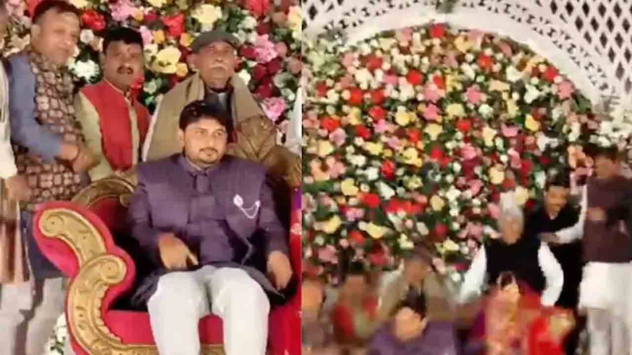 Watch: పెళ్లైన జంటను ఆశీర్వదించేందుకు వేదిక ఎక్కిన బీజేపీ నేతలు.. తర్వాత ఏం   జరిగిందంటే?