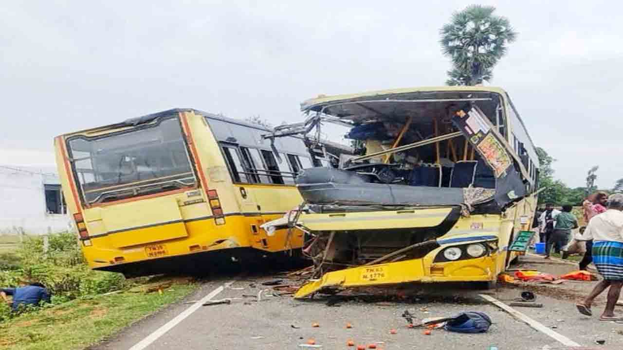 buses collision in Tamil Nadu | రెండు బస్సులు ఢీ.. 8 మంది మృతి, 40   మందికి గాయాలు