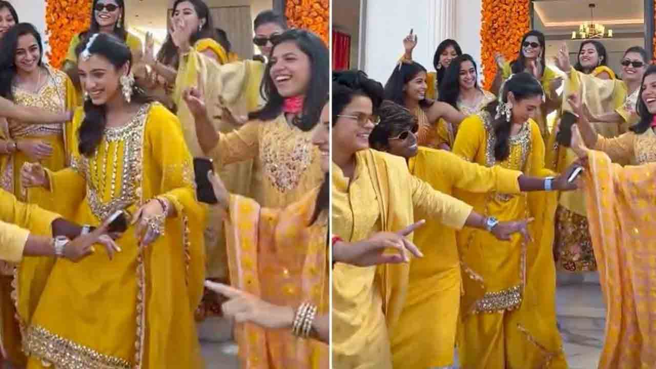 Smriti Mandhana | మంధాన హల్దీ వేడుక.. టీమిండియా క్రికెటర్ల సందడి చూశారా..!