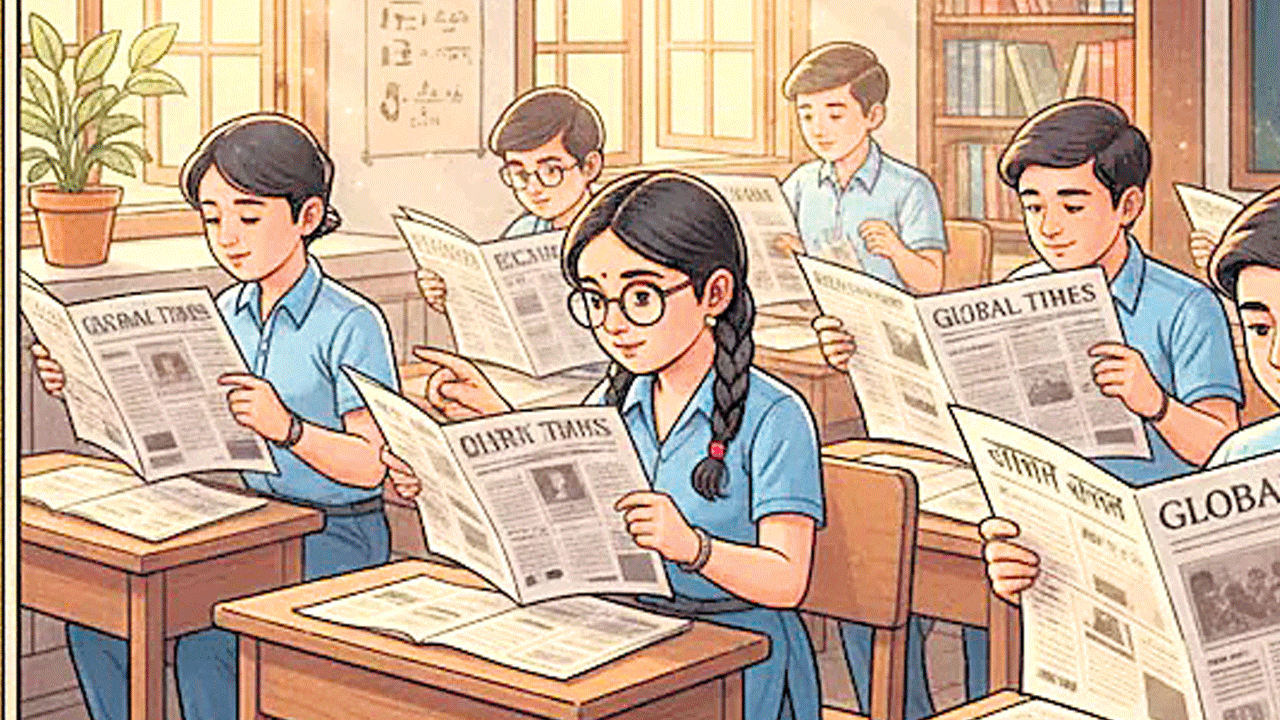 ప్రభుత్వ పాఠశాల విద్యార్థులకు పత్రికలు చదవడం మస్ట్‌