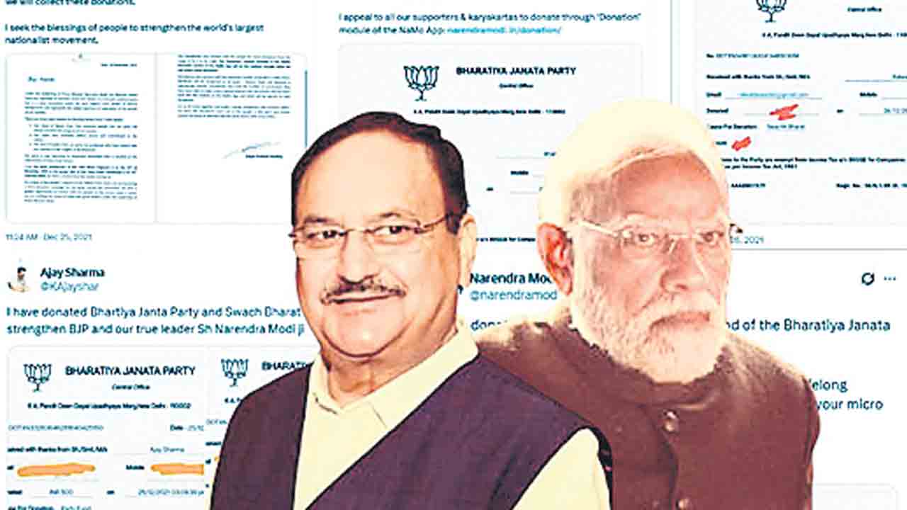 ప్రభుత్వ పథకాల పేరిట బీజేపీ చందాల దందా!