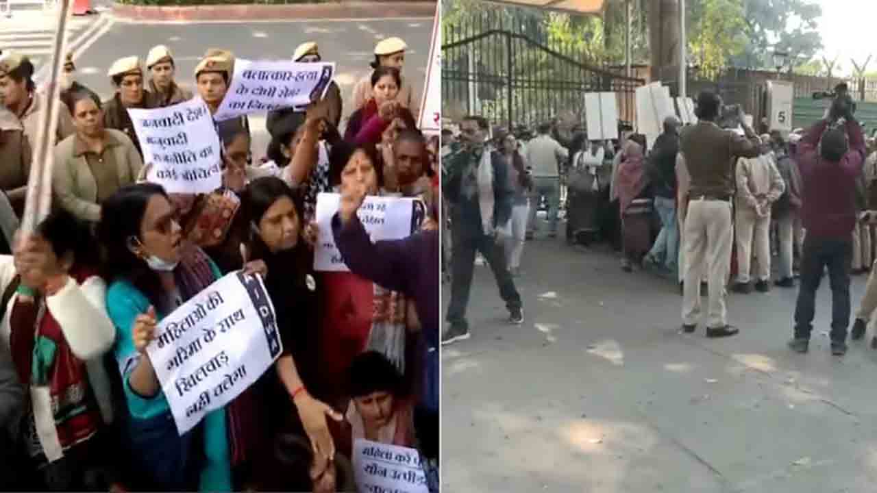 Protest Outside Delhi High Court | కుల్దీప్ సెంగర్‌కు బెయిల్‌పై.. ఢిల్లీ హైకోర్టు ముందు నిరసన