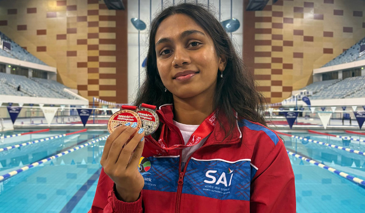 Nizamabad | 28వ స్పీడో ఇన్విటేషన్ షార్ట్ కోర్సు మీట్ స్విమ్మింగ్ పోటీలలో సత్తా చాటిన రిత్విక