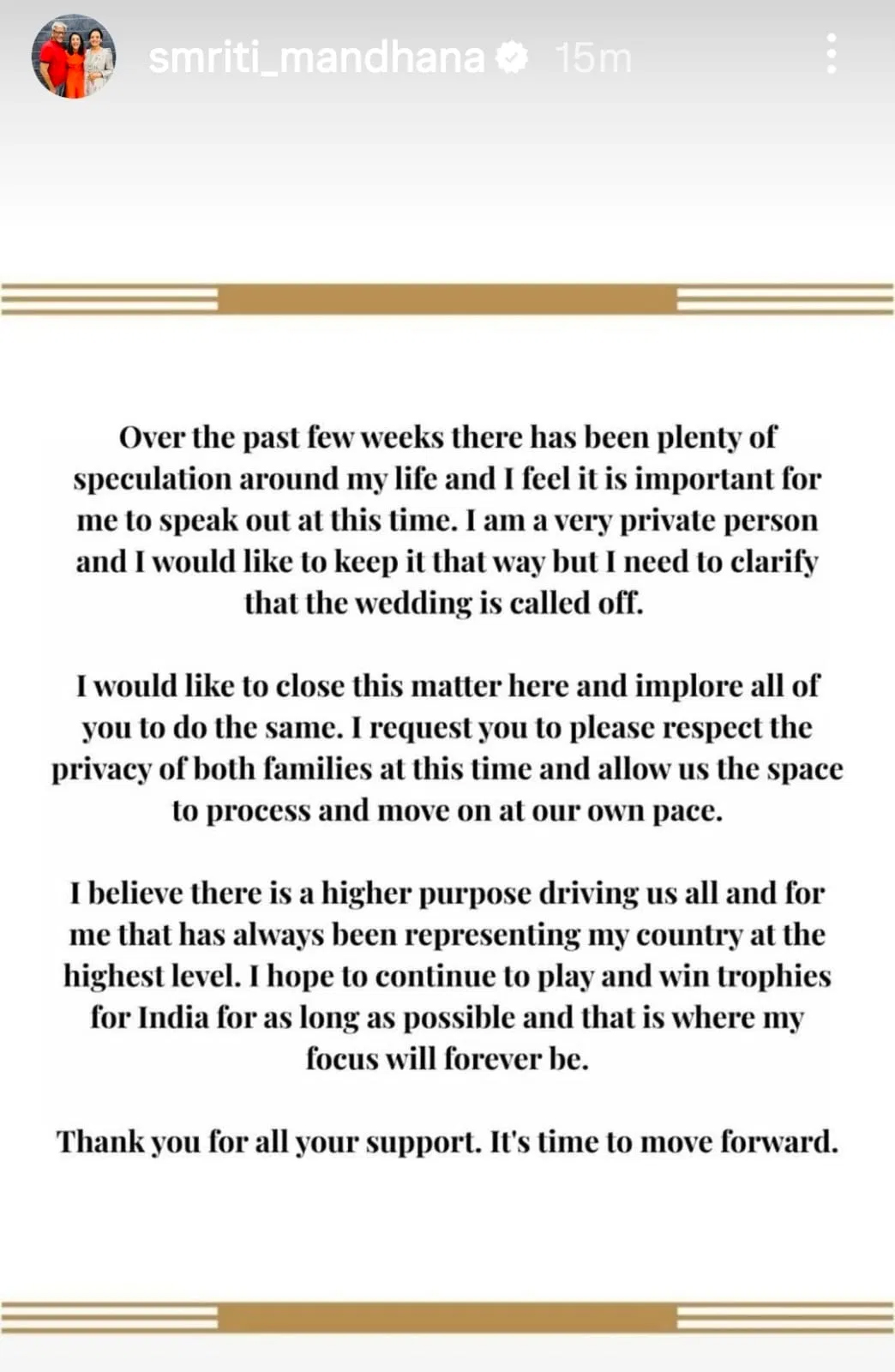 Smriti Mandhana Post