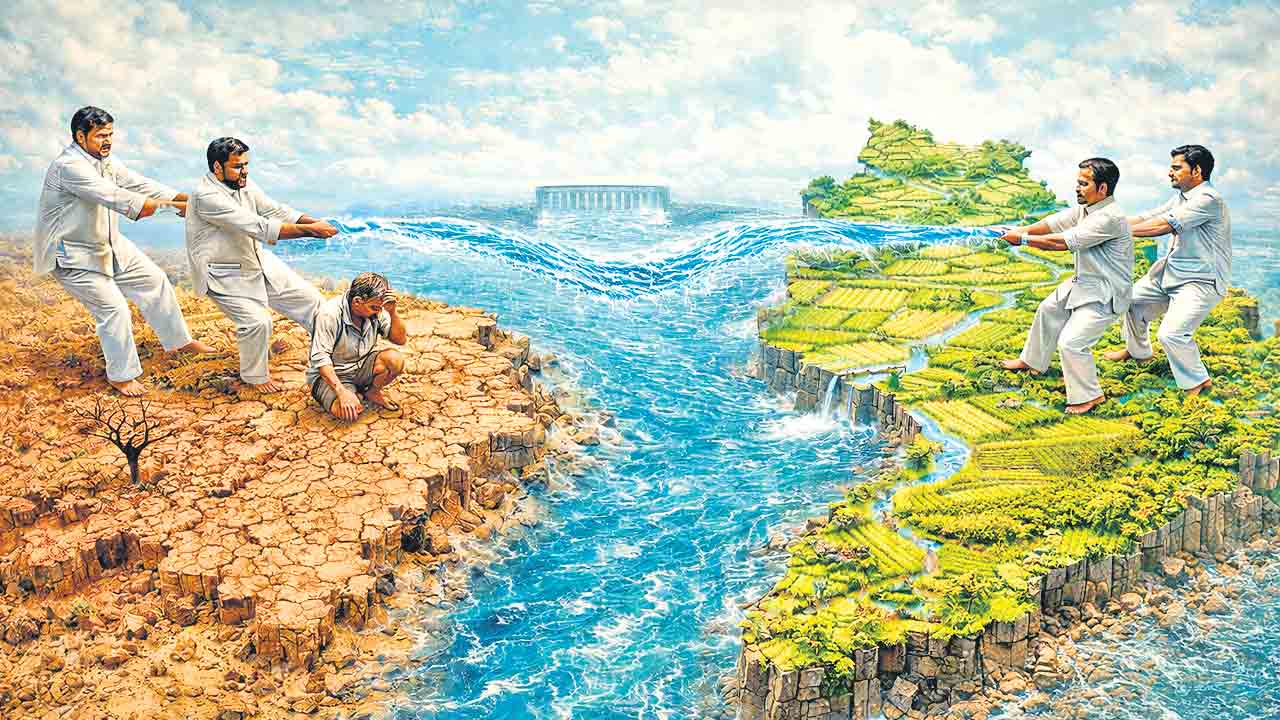 అటు నీళ్లు.. ఇటు బీళ్లు