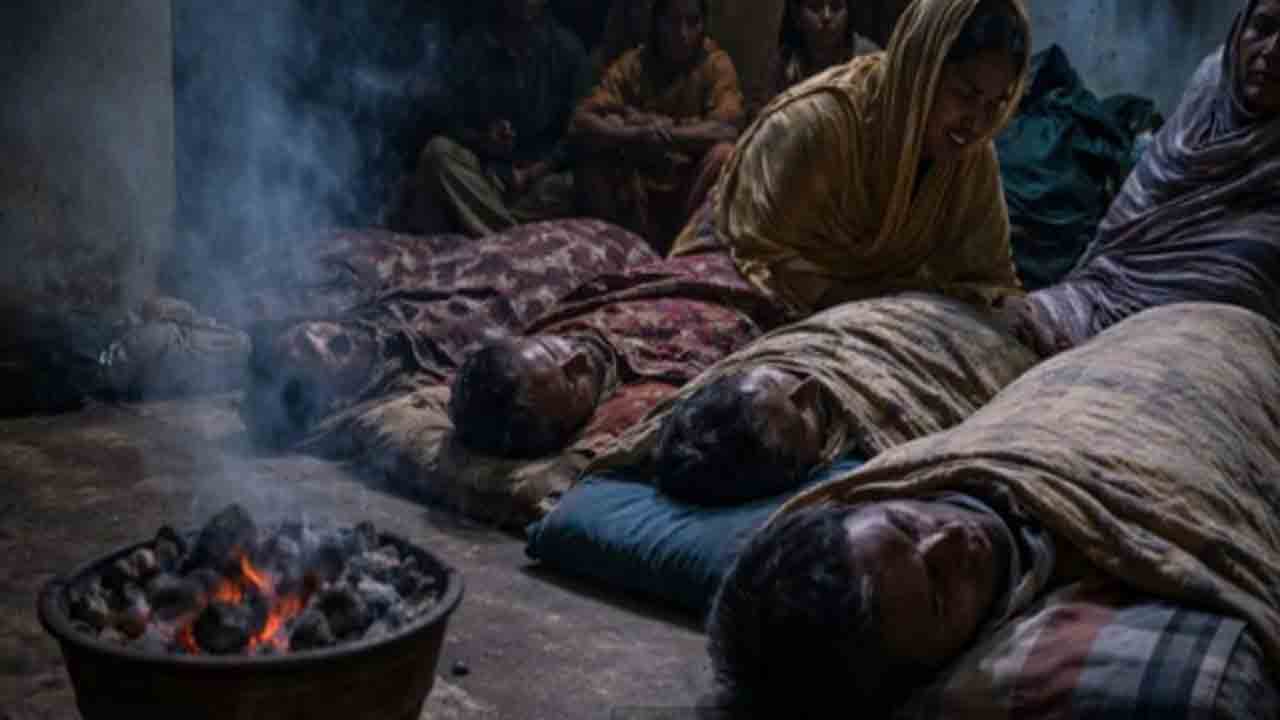 4 dead due to brazier | వెచ్చదనం కోసం మంట రాజేసి నిద్రించిన కుటుంబం..   నలుగురు మృతి