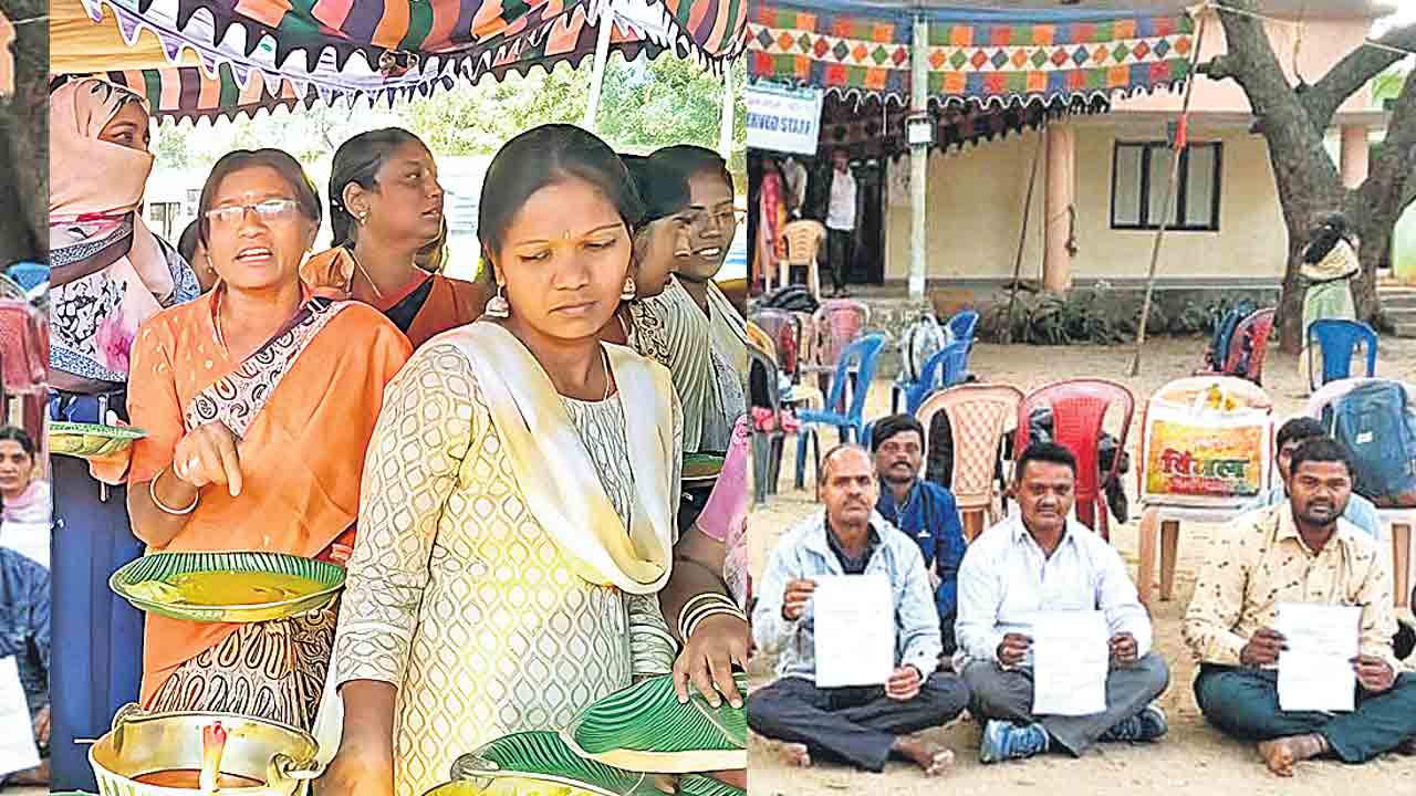 ఎన్నికల సిబ్బంది ఆందోళన