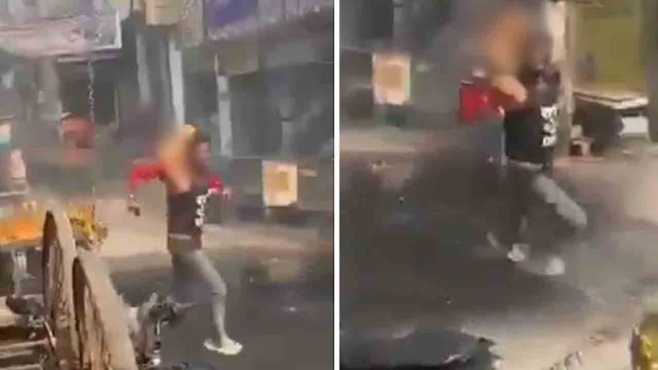 Watch: పేలిన ట్రాన్స్‌ఫార్మర్.. వ్యక్తికి అంటుకున్న మంటలు