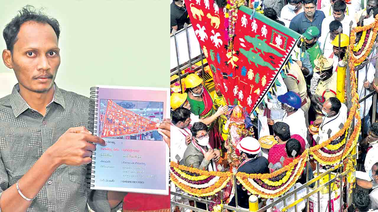 వస్త్రంపై వంశవృక్షం.. మేడారం గద్దెలకు పడిగలతో కళార్చన