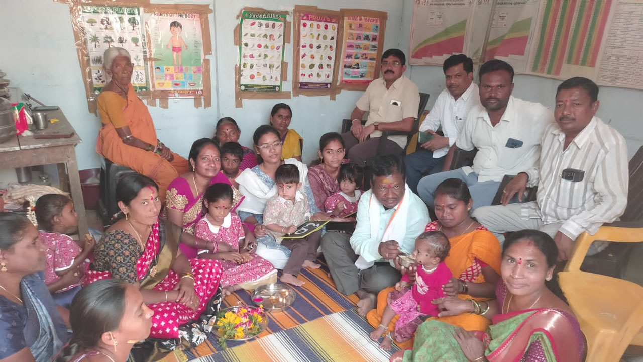 Mass literacy Programme | వసంత పంచమి సందర్భంగా సామూహిక అక్షరాభ్యాసాలు, అన్నప్రాసనలు