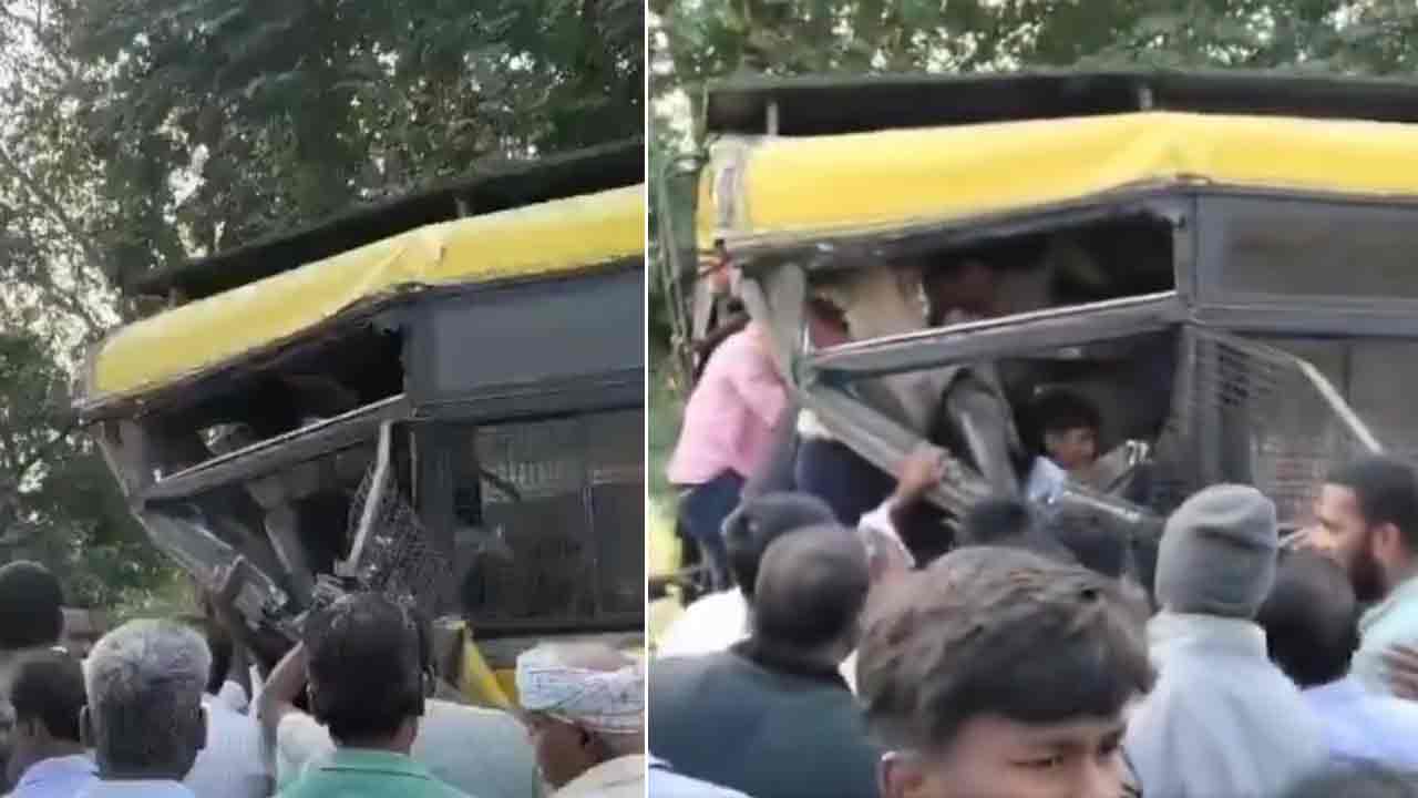 AP News | ప్రైవేటు స్కూల్ బస్సును ఢీకొన్న కంటైనర్.. తెగిపడిన విద్యార్థి నాలుక.. 16 మందికి తీవ్ర గాయాలు