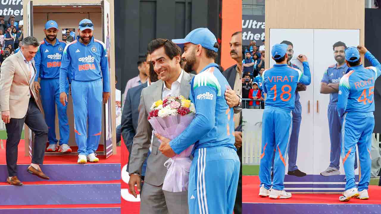 Kohli – Rohit | బాక్స్‌లోంచి బయటకొచ్చి నిలువెత్తు ఫొటోపై సంతకం.. భారత దిగ్గజాలకు వినూత్న సత్కారం..!