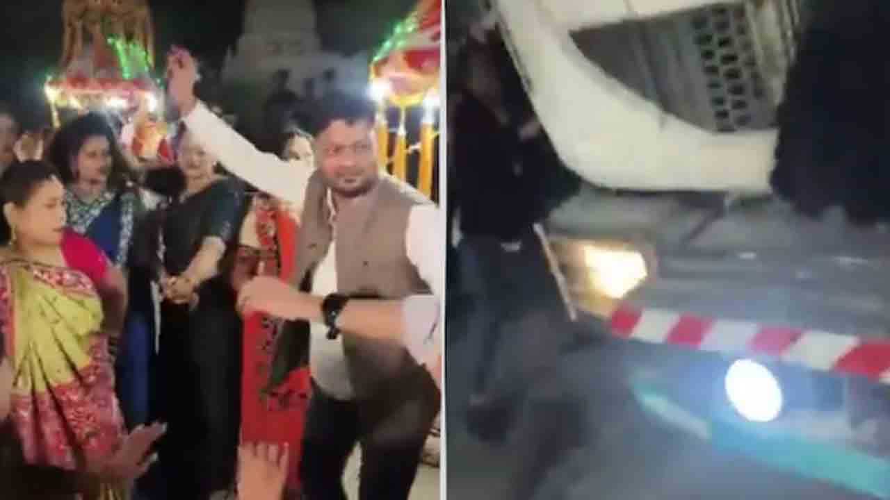 Watch: డ్యాన్సులతో ఊరేగింపుగా వెళ్తున్న పెళ్లి బృందం.. వారిపైకి దూసుకెళ్లిన లారీ