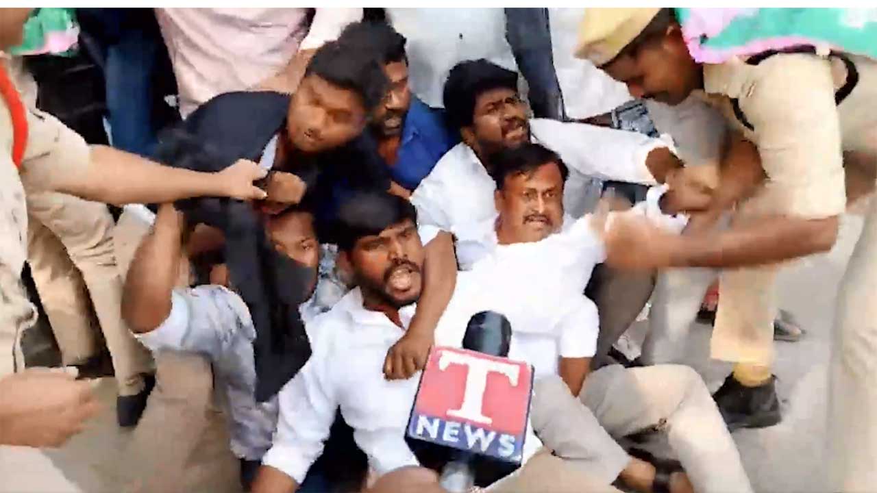 BRSV | మినిస్టర్స్‌ క్వార్టర్స్‌ ముట్టడించిన బీఆర్‌ఎస్వీ.. గెల్లు శ్రీనివాస్‌, కడారి స్వామి, తుంగ బాలు అరెస్టు