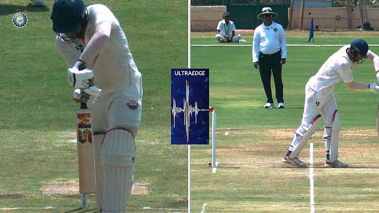 Ranji Trophy: స్టంప్స్‌కు బంతి త‌గిలినా.. బెయిల్స్ కింద ప‌డ‌లేదు.. రంజీ ఫైన‌ల్లో ఘ‌ట‌న‌.. వీడియో