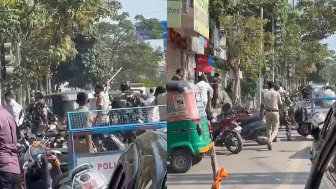 lathi charge | దొంగ ఓట్లు పడుతున్నాయని ఆందోళన.. బీజేపీ, బీఆర్ఎస్ కార్యకర్తలపై లాఠీఛార్జ్