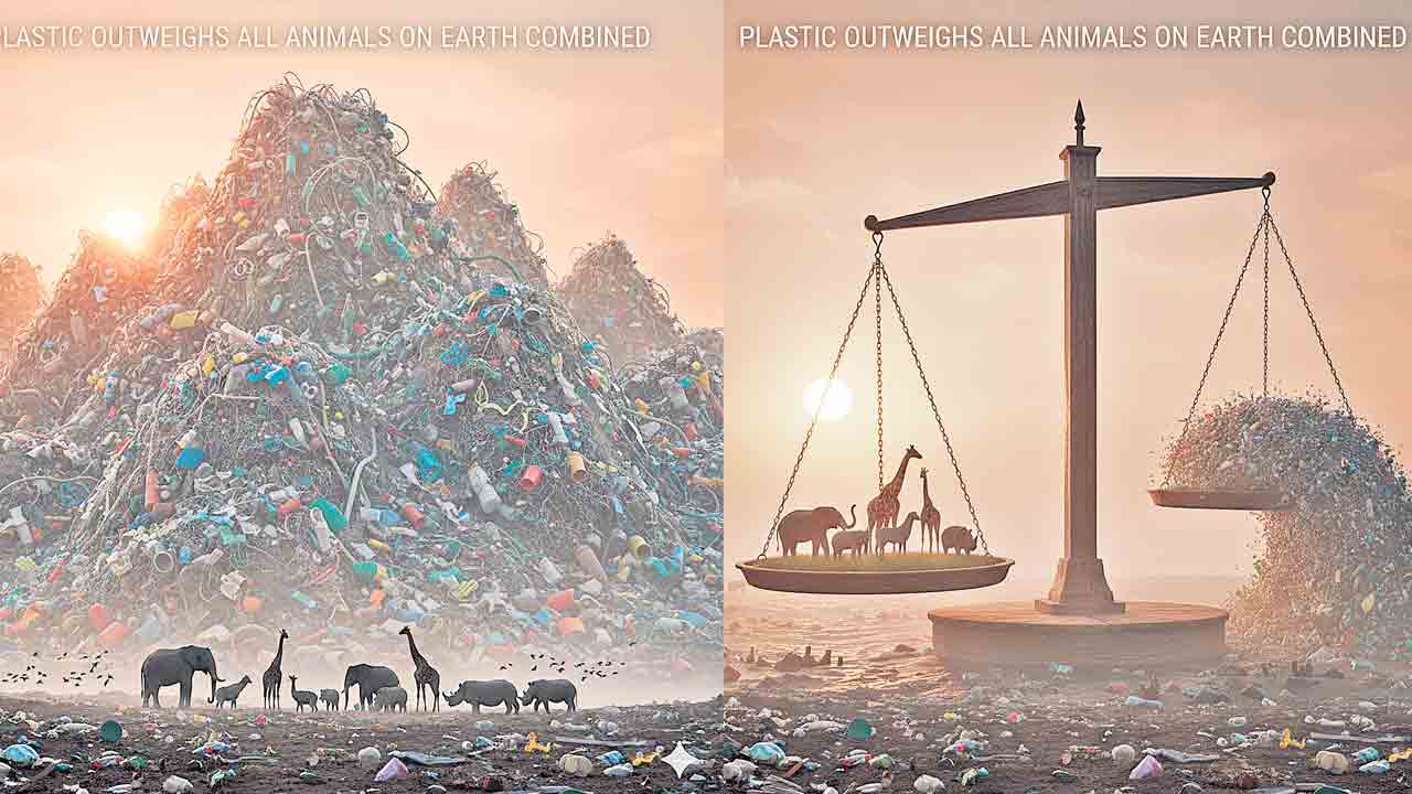 ప్లాస్టిక్‌ డబుల్‌ ఎటాక్‌.. భూమి మీద ఉన్న జంతువుల బరువు కంటే డబుల్‌