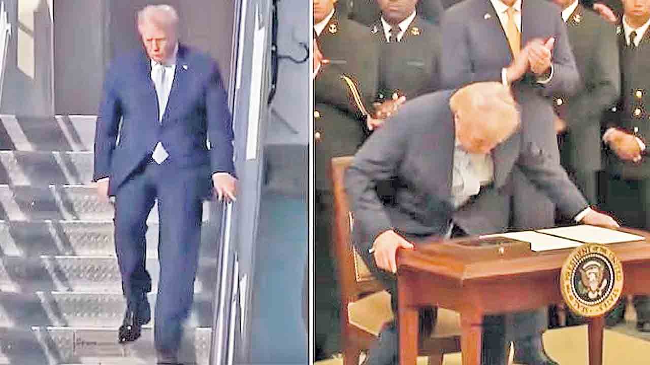 విమానం దిగుతూ తడబడ్డ ట్రంప్‌