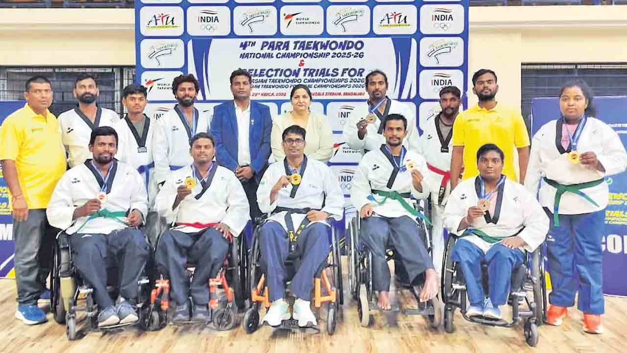 సత్తాచాటిన తెలంగాణ క్రీడాకారులు.. జాతీయ పారా తైక్వాండోలో 2వ ఓవరాల్‌ చాంపియన్‌షిప్‌