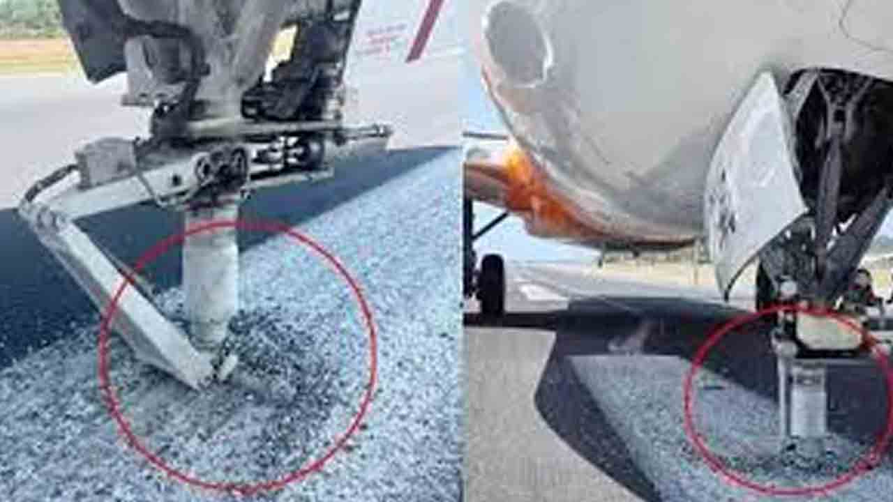 ల్యాండింగ్‌ సమయంలో ముందరి చక్రం డ్యామేజీ