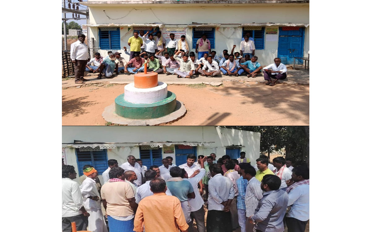 అంగ‌డిపేట స‌బ్‌స్టేష‌న్ వ‌ద్ద రైతుల ధ‌ర్నా