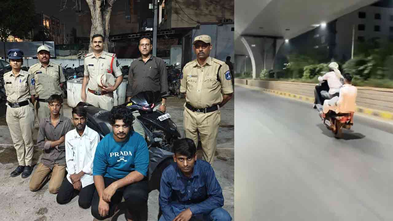 Hyderabad | అత్తాపూర్‌లో పోలీసుల ముందే రెచ్చిపోయిన పోకిరీలు.. బైక్‌లతో ప్రమాదకర స్టంట్స్