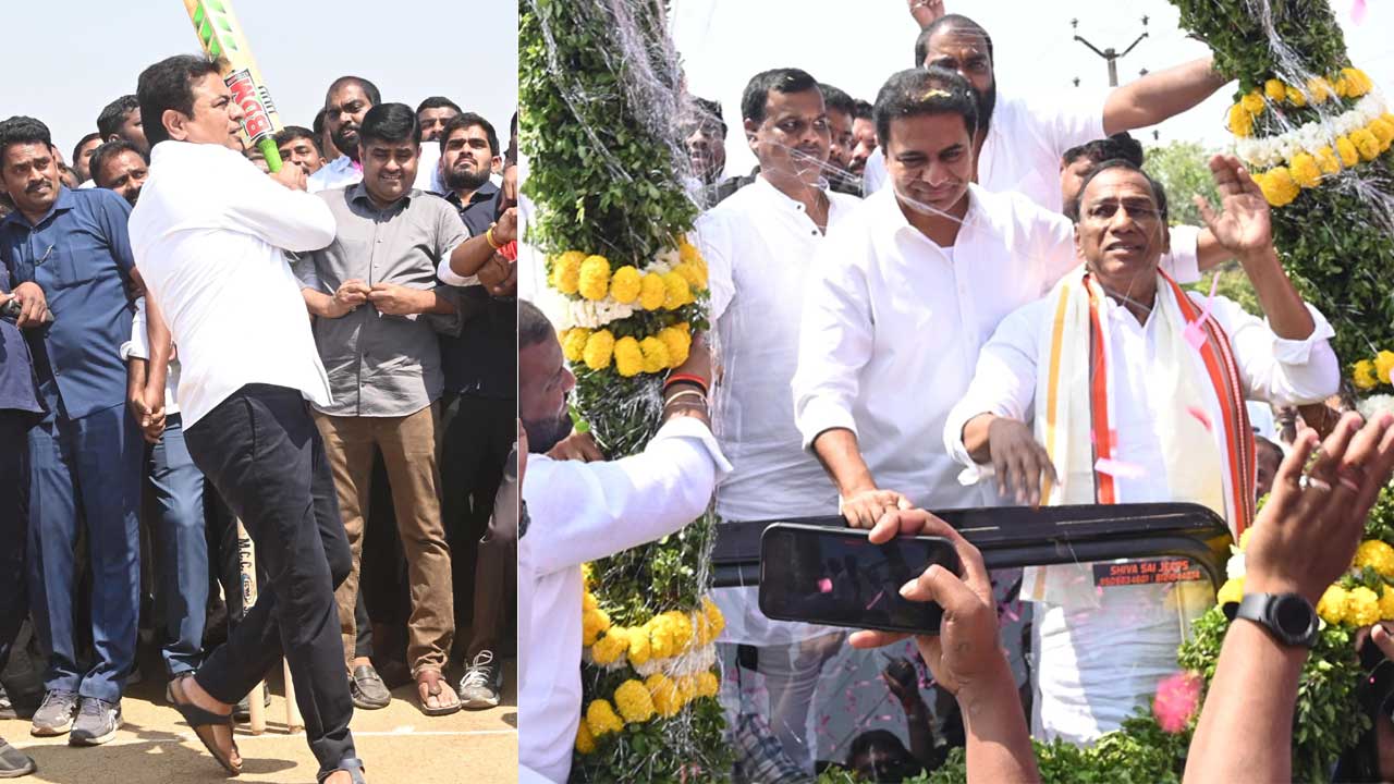 మల్లారెడ్డి 50వ వివాహ వార్షికోత్సవం.. సీఎంఆర్‌ క్రికెట్‌ టోర్నమెంట్‌ ప్రారంభించిన కేటీఆర్‌
