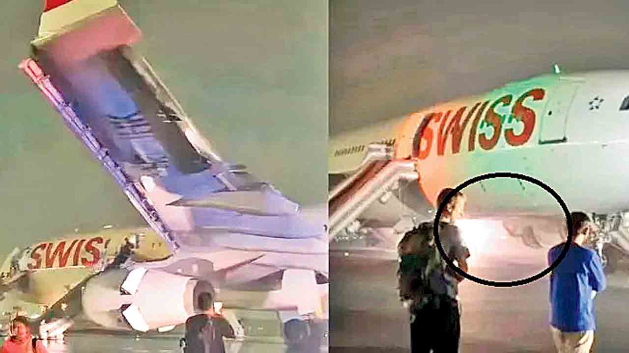 టేకాఫ్‌ అవుతుండగా ఇంజిన్‌లో మంటలు